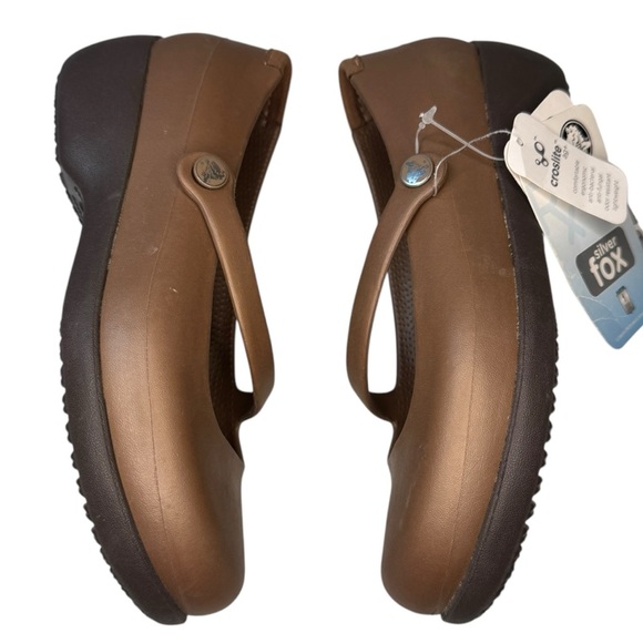 NWT Crocs Silver Fox Maryjane flats in brown/bronze womens 5 shoes comfy office - Picture 4 of 12